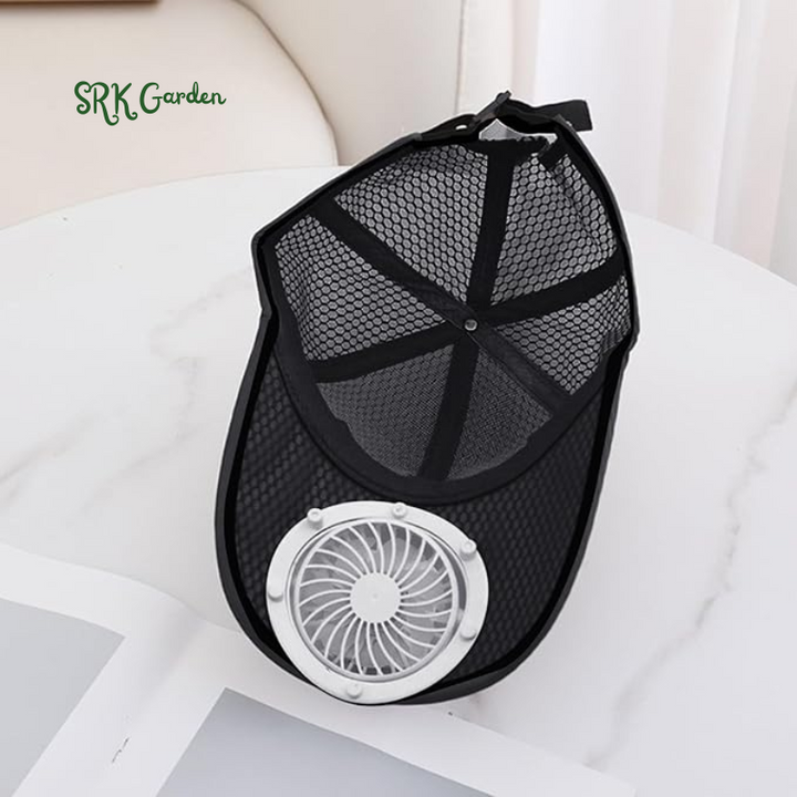 Cap with Solar Fan – UV Protection Wide Brim Mesh Cap, Solar & USB Powered for Outdoor