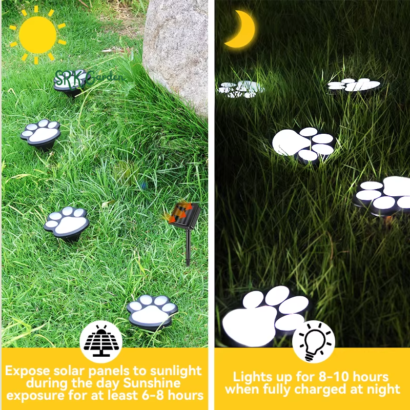 LED Solar Outdoor Light Waterproof Animal Paw Print Lamp for Garden Lawn Patio Summer Camping Home Decor