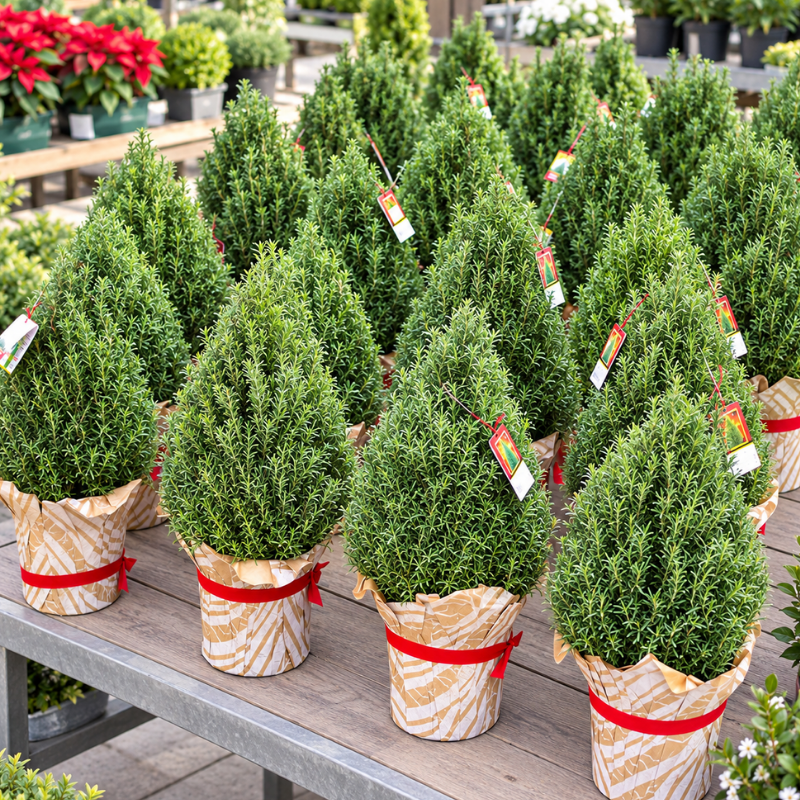 Live Rosemary Cone Topiary Plant – 6-Inch Potted Fragrant Herb, Evergreen Patio & Home Decor