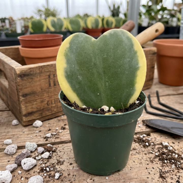Variegated Heart Leaf Hoya, Variegated Hoya Kerrii, Hoya Kerri, Sweetheart Plant, Live Plant in 2", 4", 6" pot