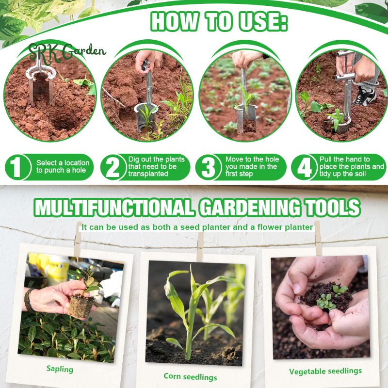 Handheld Garden Barrel Transplanter Stainless Steel Digging Seedlings Artifact Agricultural Puncher