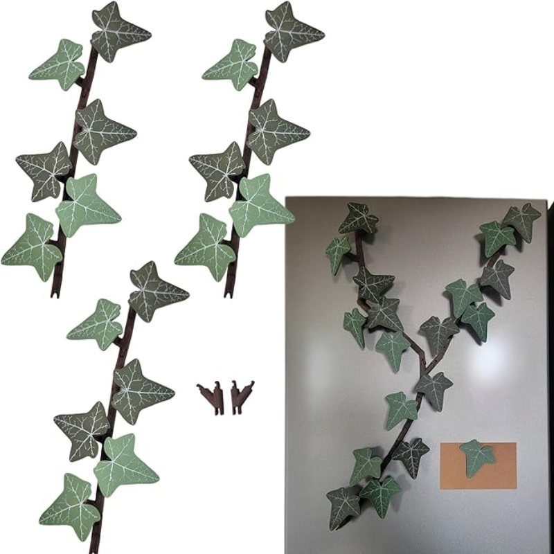 English Ivy Fridge Magnet with Articulating Stems (18 Ivy Leaves, 3 Stems, Y Connector)