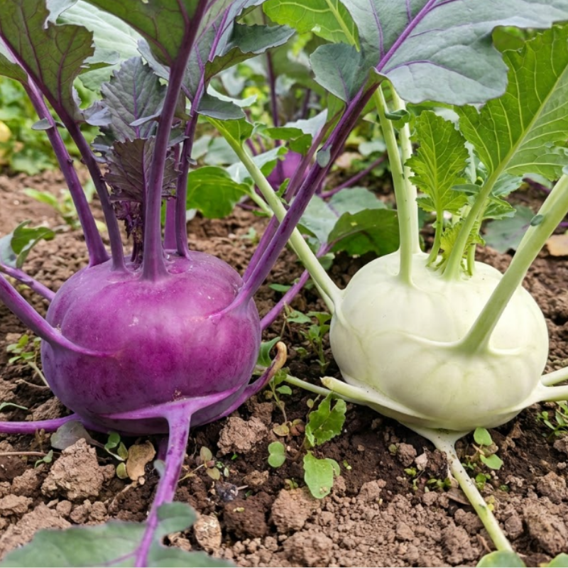 Purple & White Kohlrabi Seeds – Vienna Variety Duo.