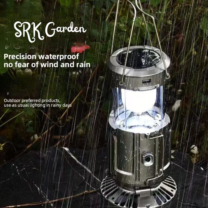 Solar Camping Lantern with Fan & Phone Charger, Portable Rechargeable Power for Hurricanes