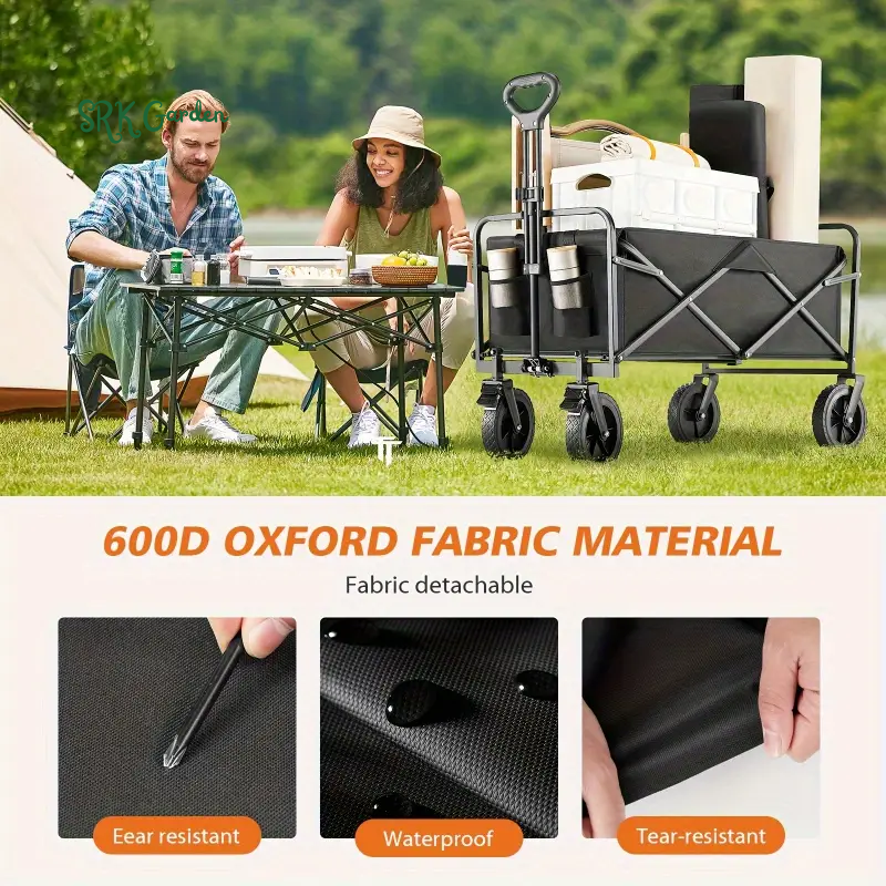 Camping Trolley: Foldable, Large-Sized Outdoor Camping Cart for Picnics and Gardener