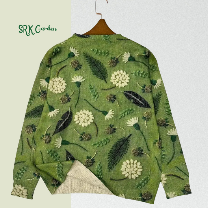Dandelion Print Thin Sweater, Casual Crew Neck Long Sleeve Sweater For Spring & Fall
