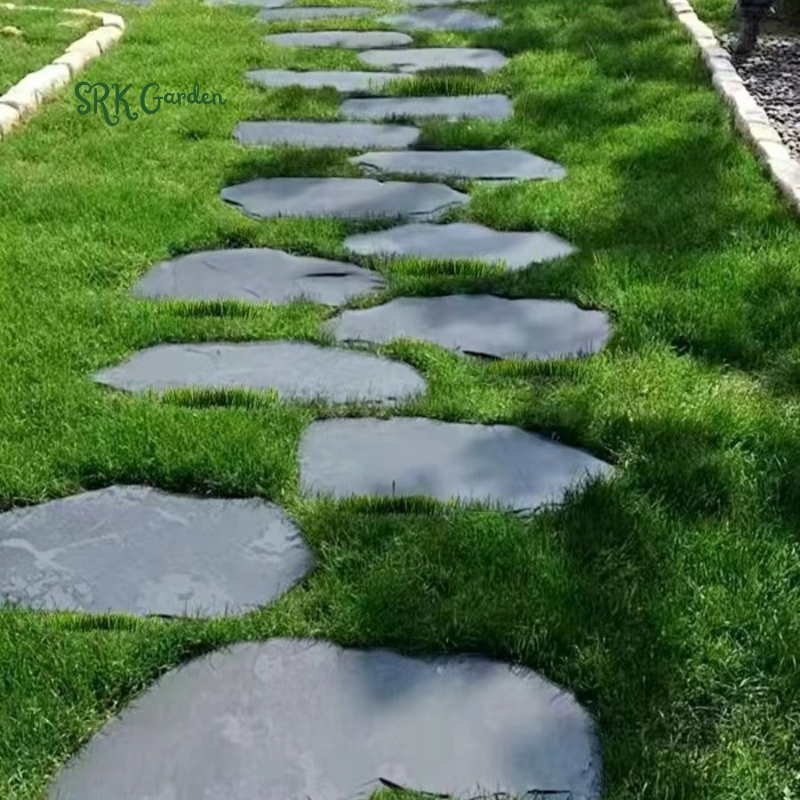 2 Packs Natural Bluestone Stepping Stones – Irregular Garden Paving Slabs, Decorative Footpath Stones for Lawns, Courtyards, and Villas