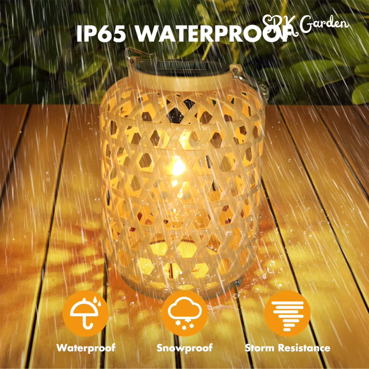 Rattan Solar Lantern – Outdoor Hanging Boho Light 1pcs