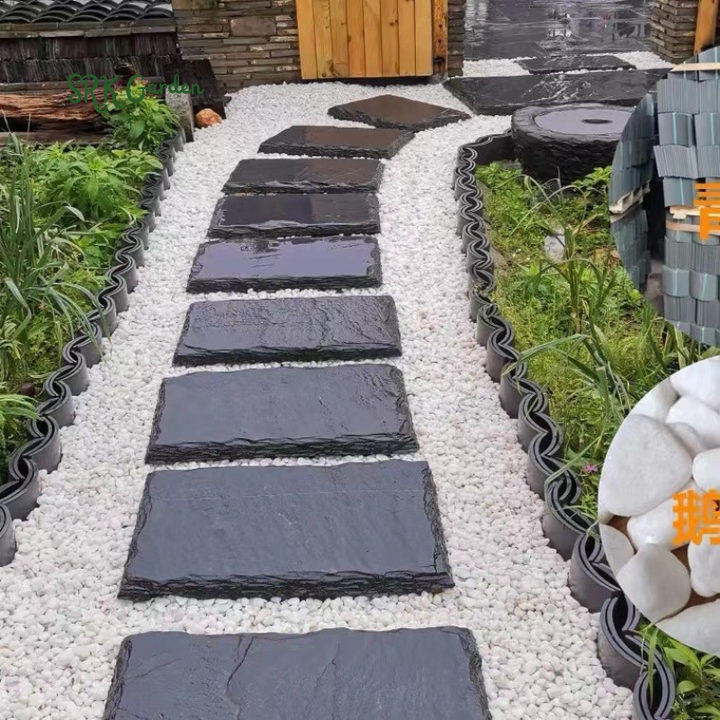 2 Packs Natural Bluestone Stepping Stones – Irregular Garden Paving Slabs, Decorative Footpath Stones for Lawns, Courtyards, and Villas