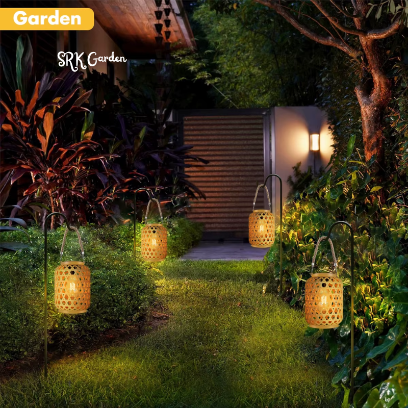 Rattan Solar Lantern – Outdoor Hanging Boho Light 1pcs
