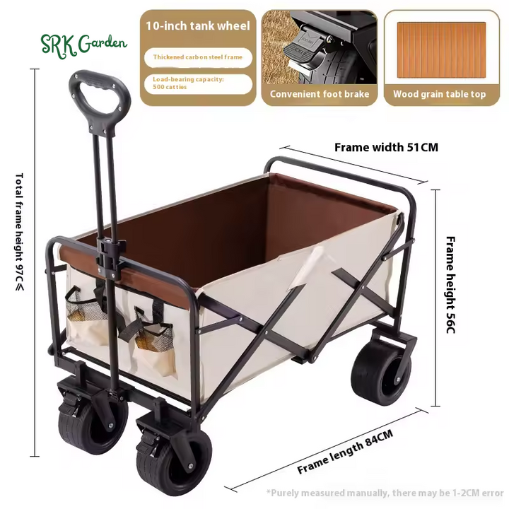 Camping Trolley: Foldable, Large-Sized Outdoor Camping Cart for Picnics and Gardener