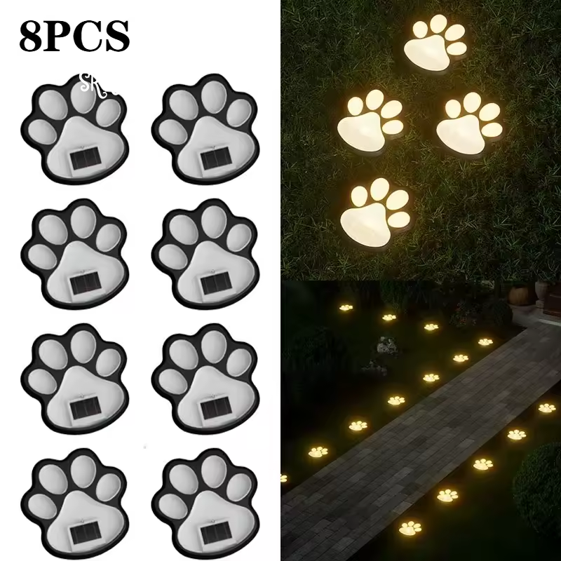 LED Solar Outdoor Light Waterproof Animal Paw Print Lamp for Garden Lawn Patio Summer Camping Home Decor