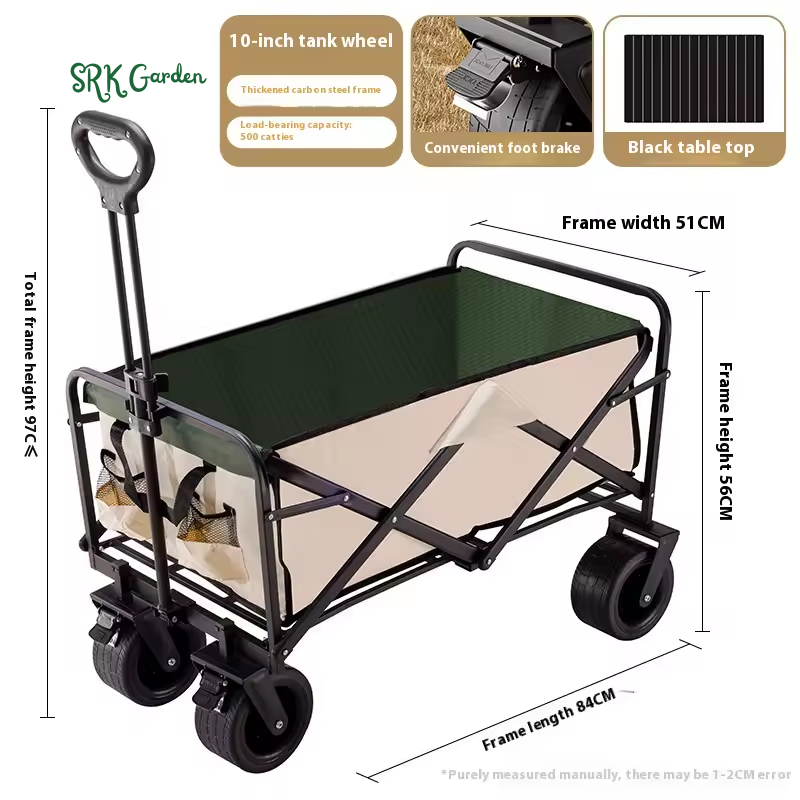 Camping Trolley: Foldable, Large-Sized Outdoor Camping Cart for Picnics and Gardener