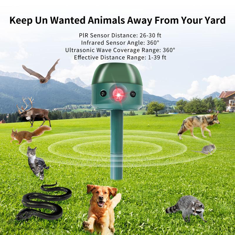 Ultrasonic Solar Animal Repeller for Yard 5 Modes