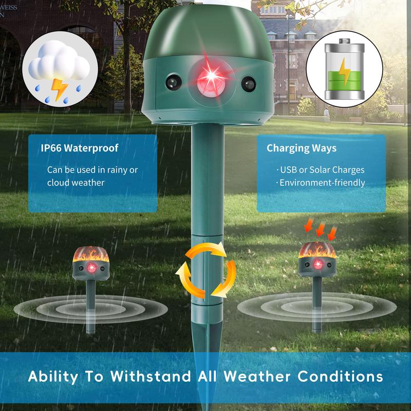 Ultrasonic Solar Animal Repeller for Yard 5 Modes